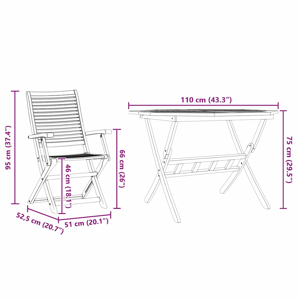 Set da Pranzo per Giardino 5 pz Marrone