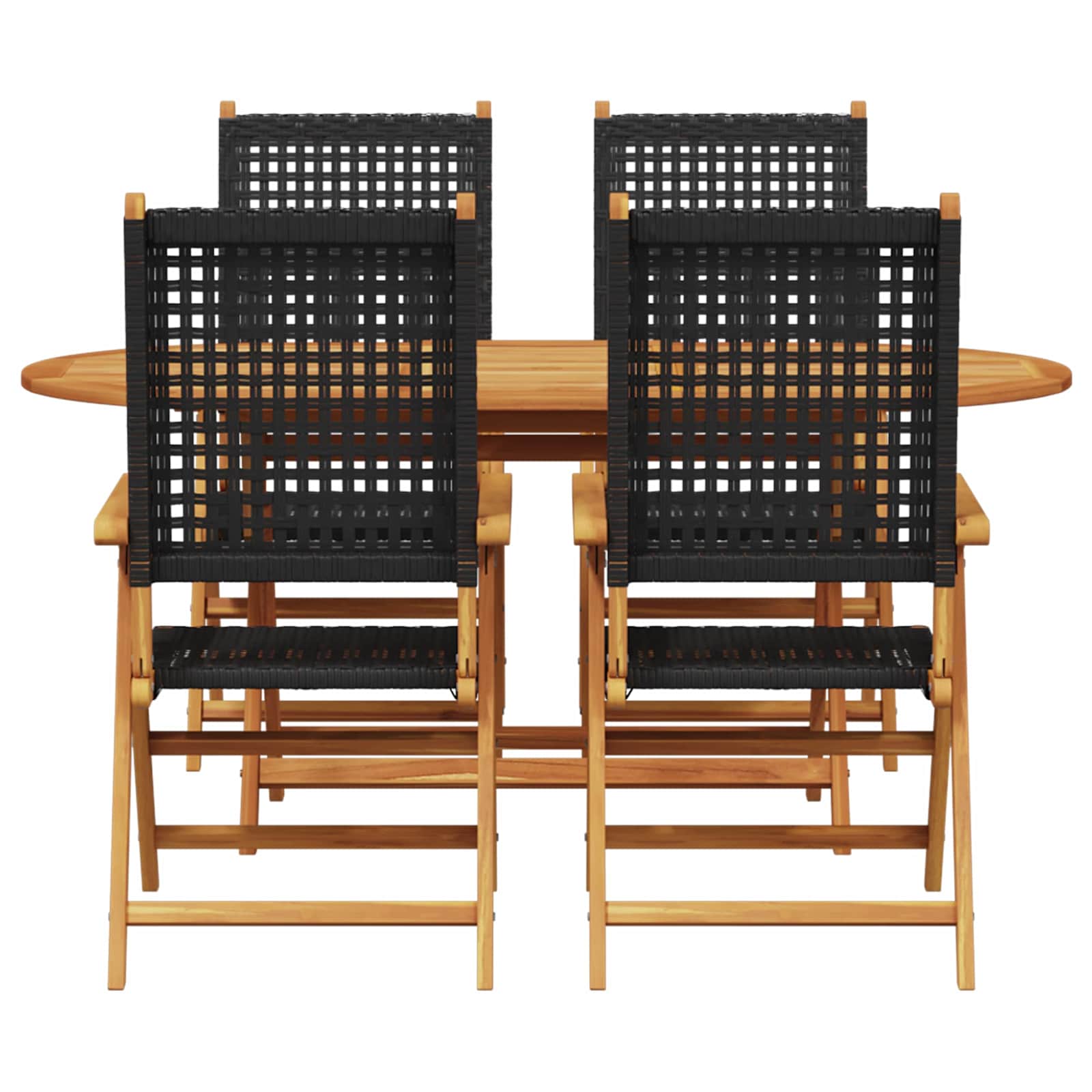 Set da Pranzo per Giardino 5 pz Nero Legno di Acacia Massello