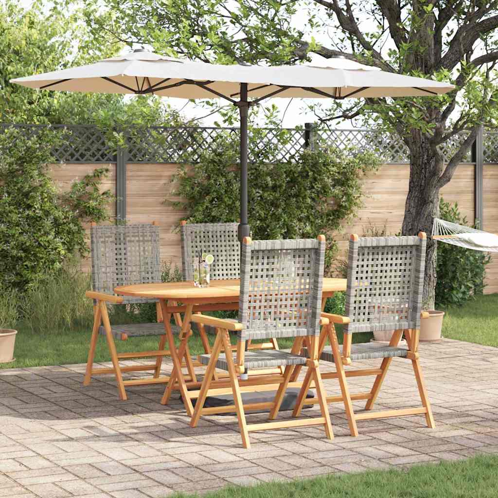 Set da Pranzo per Giardino 5 pz Grigio Legno di Acacia Massello