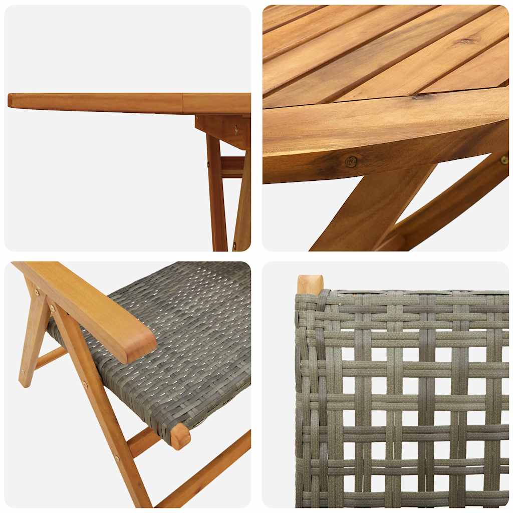 Set da Pranzo per Giardino 5 pz Grigio Legno di Acacia Massello