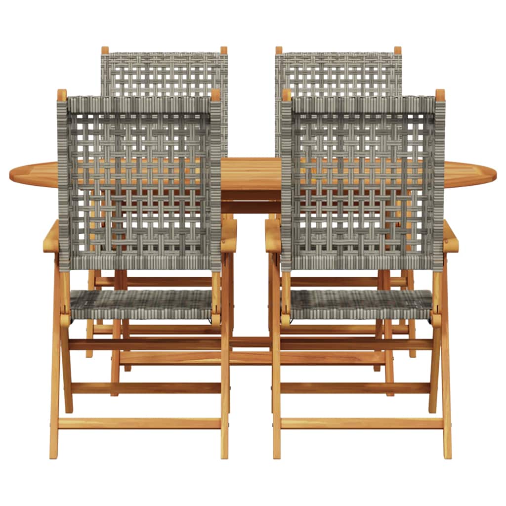 Set da Pranzo per Giardino 5 pz Grigio Legno di Acacia Massello