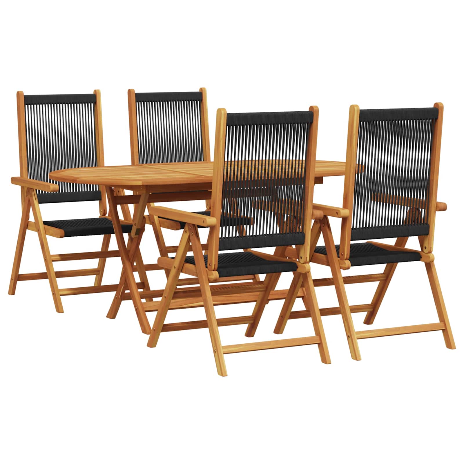 Set da Pranzo per Giardino 5 pz Nero Legno di Acacia Massello