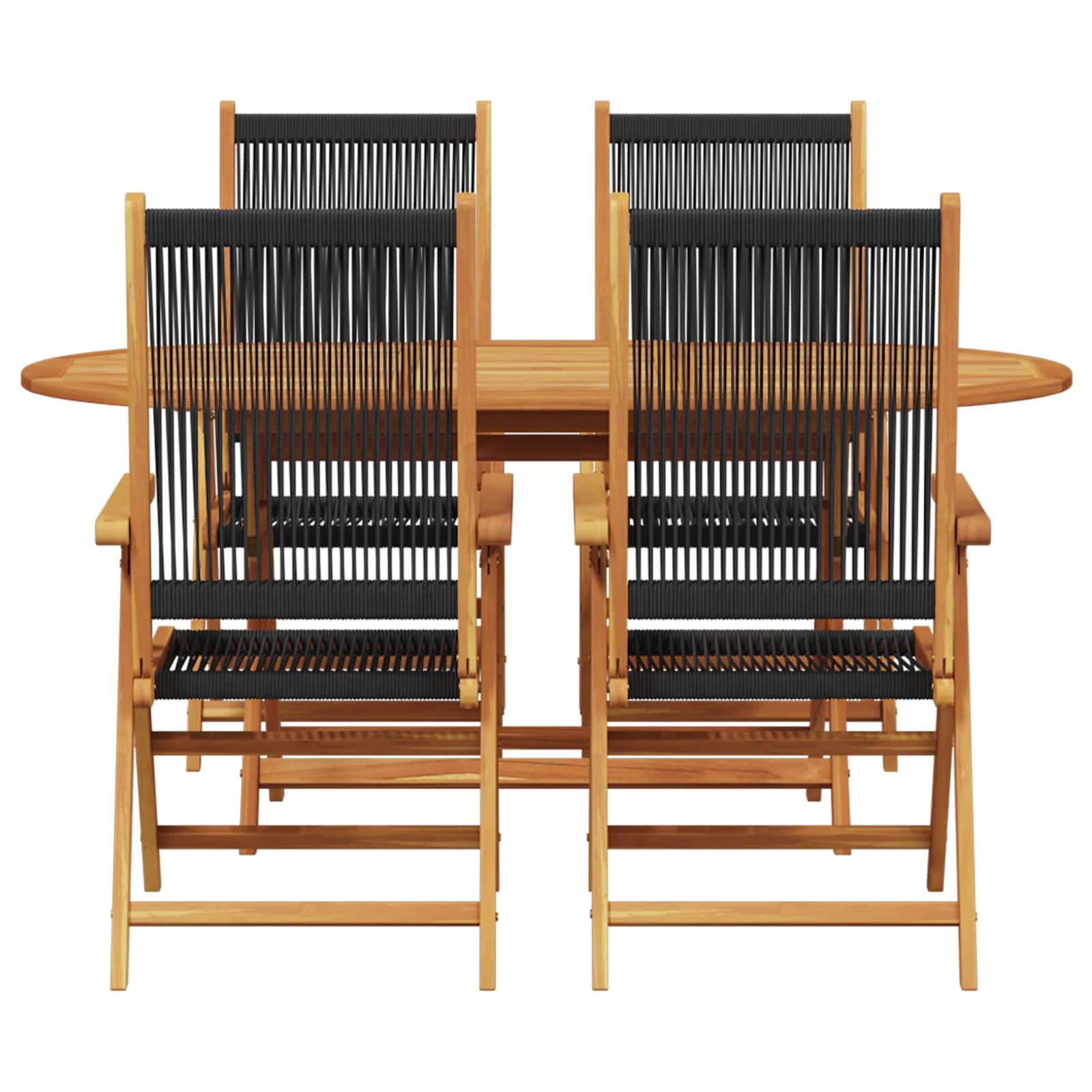 Set da Pranzo per Giardino 5 pz Nero Legno di Acacia Massello