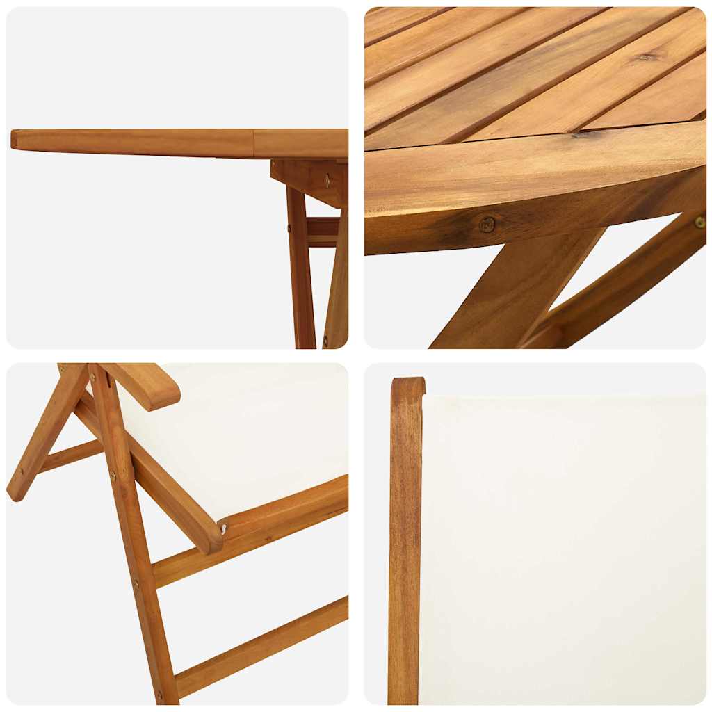 Set da Pranzo per Giardino 5 pz Bianco Crema