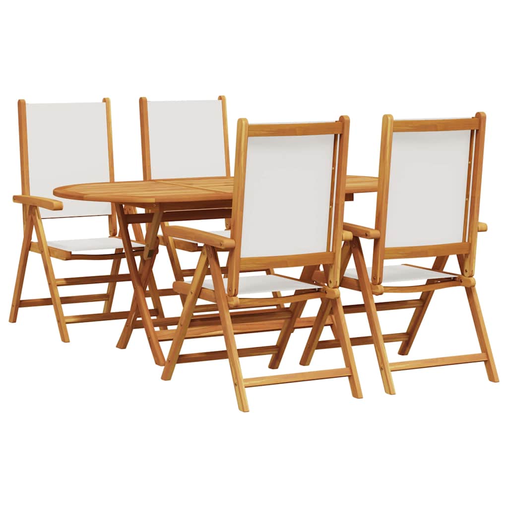 Set da Pranzo per Giardino 5 pz Bianco Crema