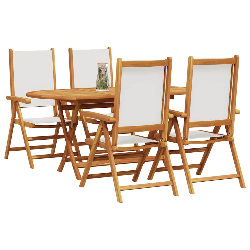 Set da Pranzo per Giardino 5 pz Bianco Crema