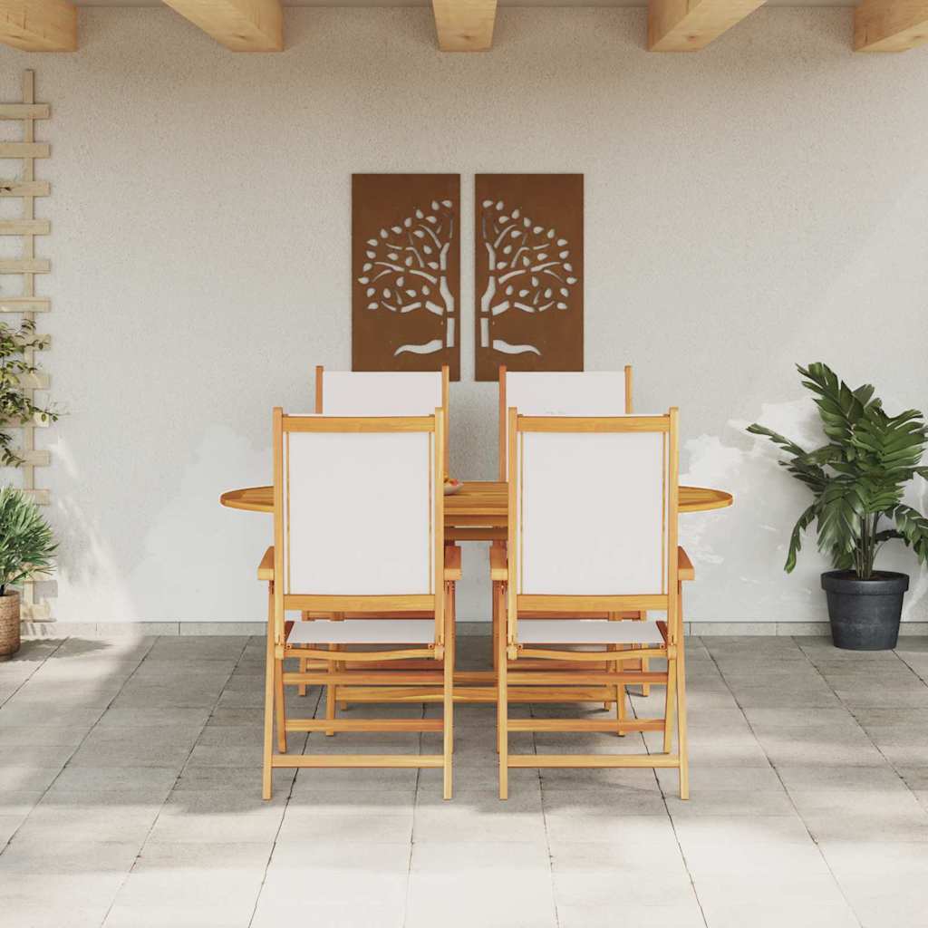 Set da Pranzo per Giardino 5 pz Bianco Crema