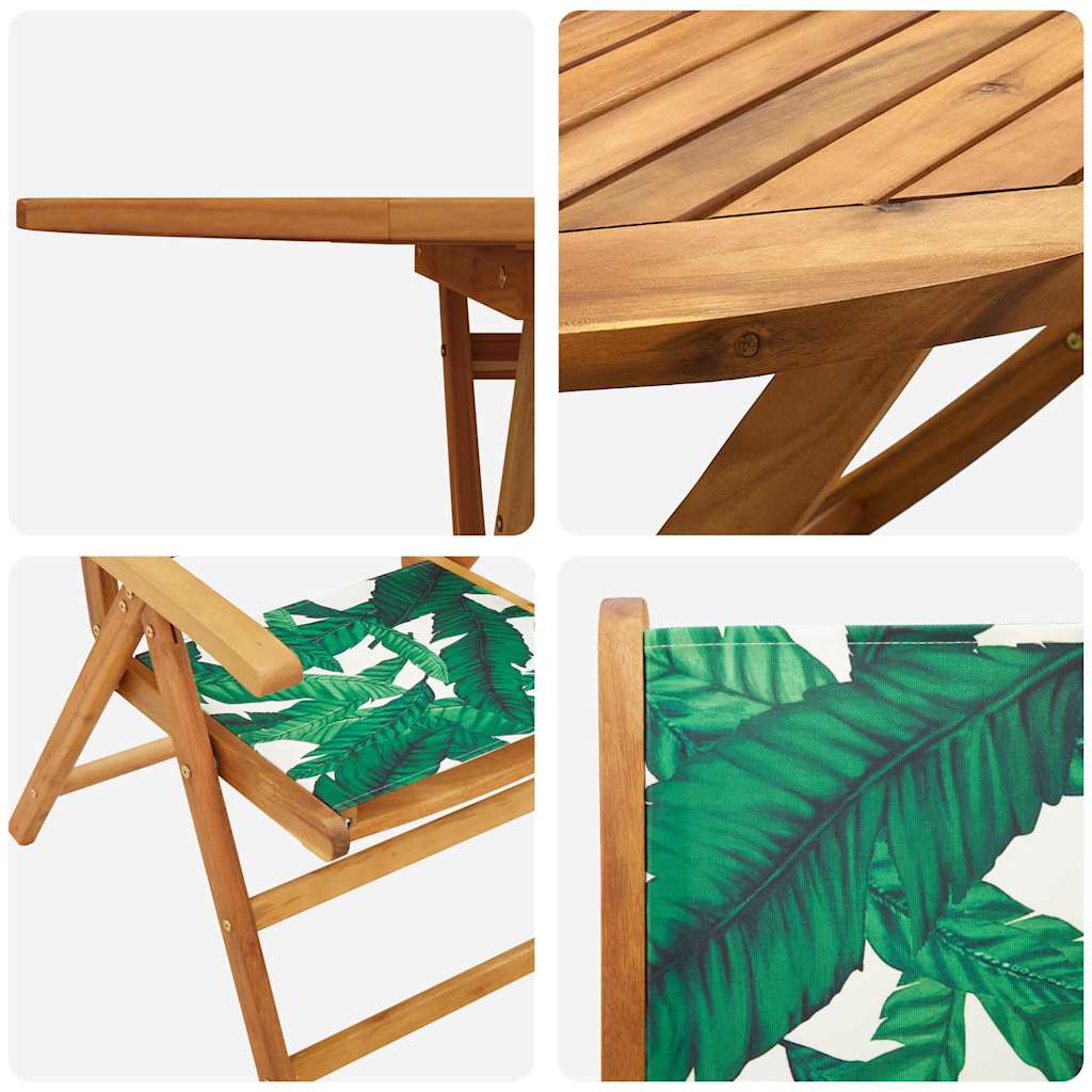 Set da Pranzo per Giardino 5 pz Motivo Foglia
