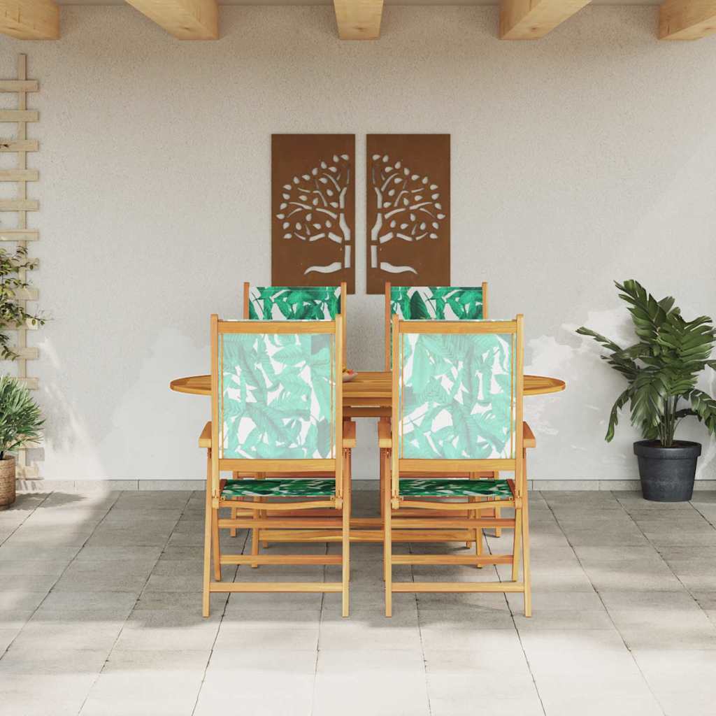 Set da Pranzo per Giardino 5 pz Motivo Foglia