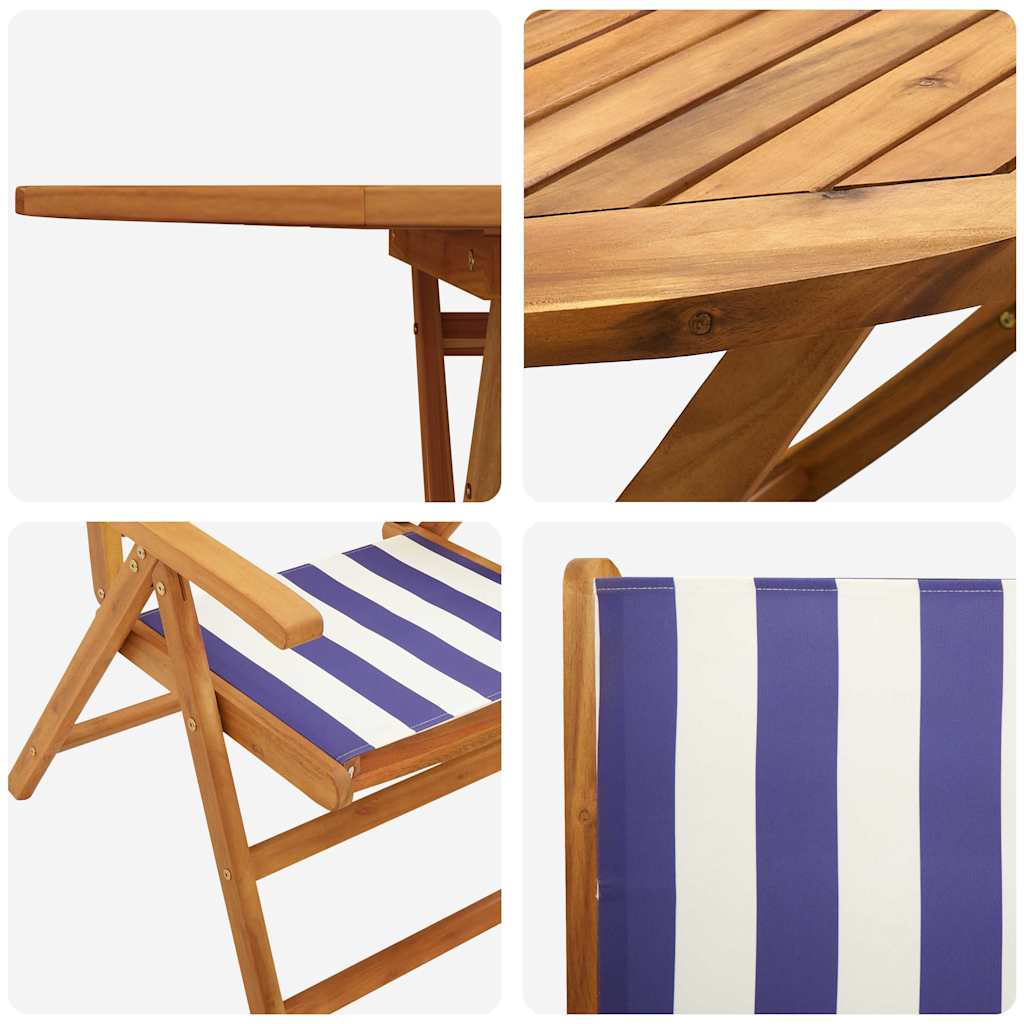 Set da Pranzo per Giardino 5 pz Blu e Bianco