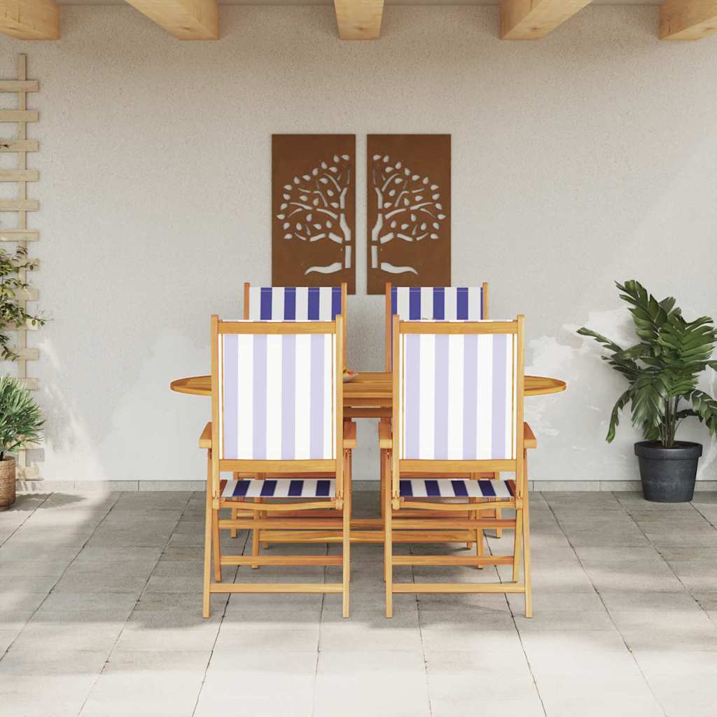 Set da Pranzo per Giardino 5 pz Blu e Bianco