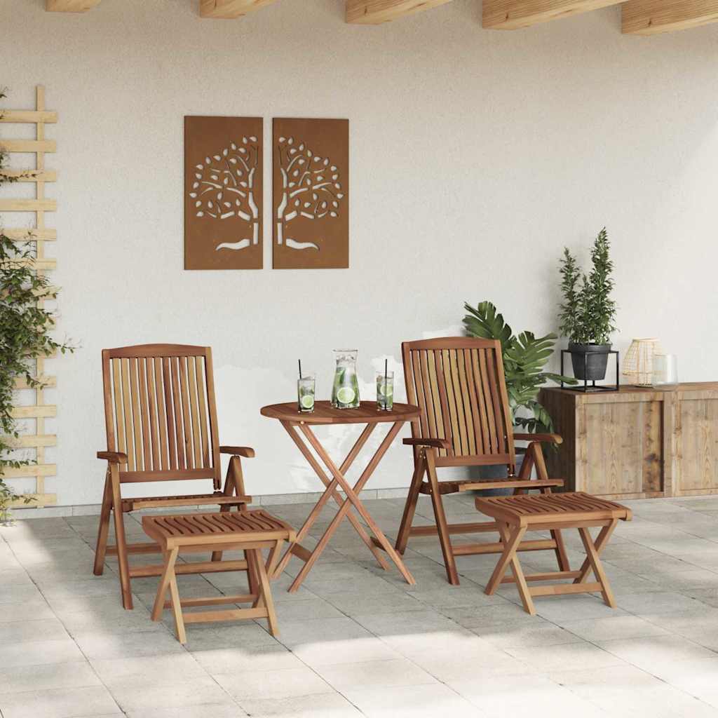 Set da Pranzo per Giardino 4 pz Marrone Legno di teak solido