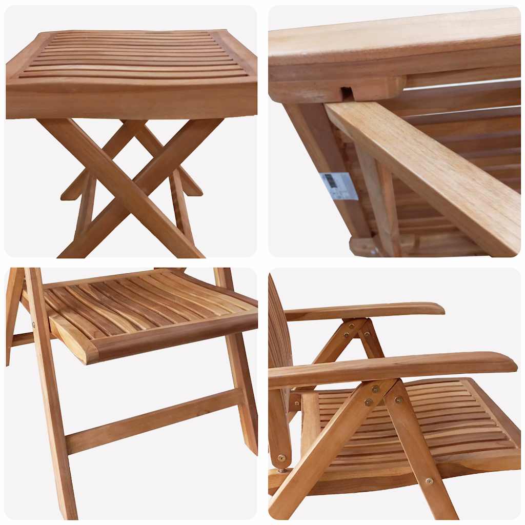 Set da Pranzo per Giardino 4 pz Marrone Legno di teak solido