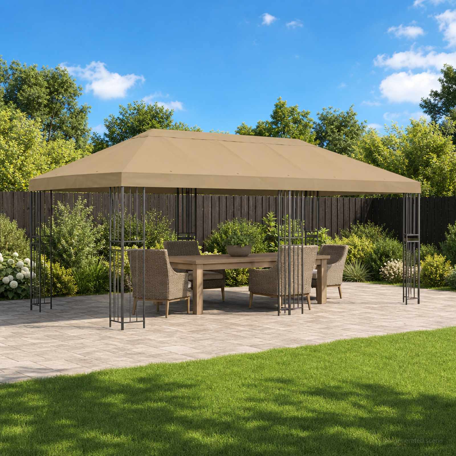 Gazebo da giardino 6 x 3 m Beige Poliestere e Acciaio 190 gsm