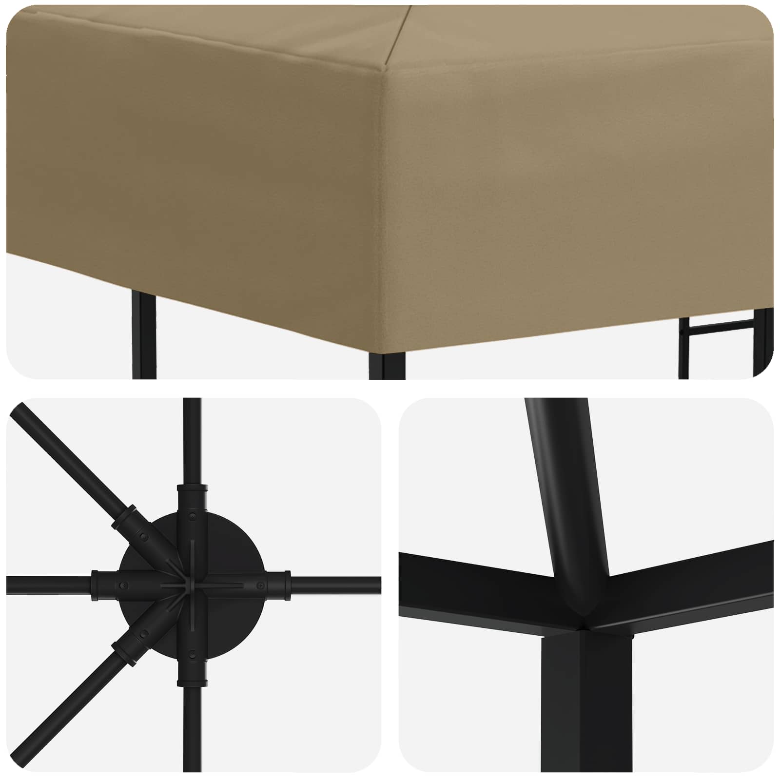 Gazebo da giardino 6 x 3 m Beige Poliestere e Acciaio 190 gsm