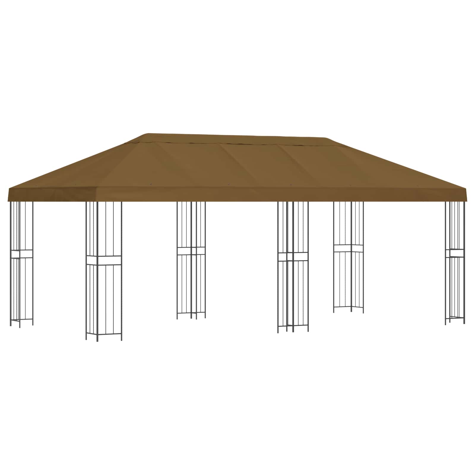 Gazebo da giardino 6 x 3 m Tortora Poliestere e Acciaio 190 gsm