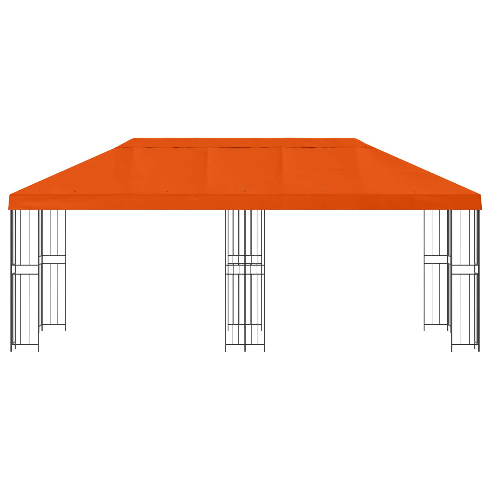 Gazebo da giardino 6 x 3 m Arancione Poliestere e Acciaio