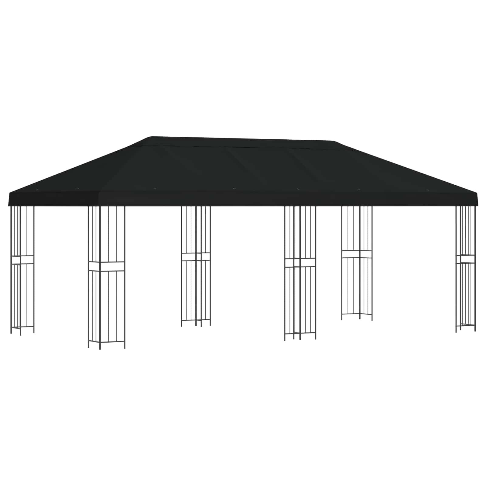 Gazebo da giardino 6 x 3 m Nero Poliestere e Acciaio 190 gsm