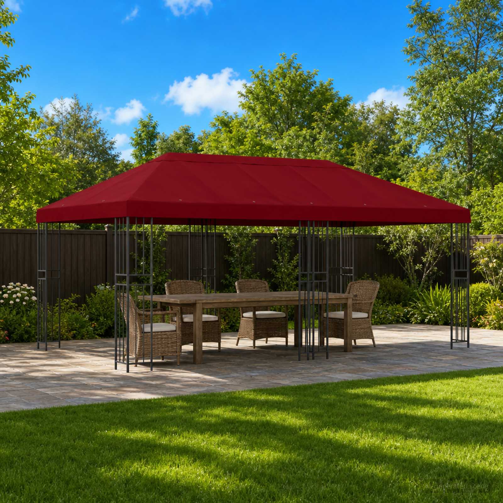 Gazebo da giardino 6 x 3 m Borgogna Poliestere e Acciaio