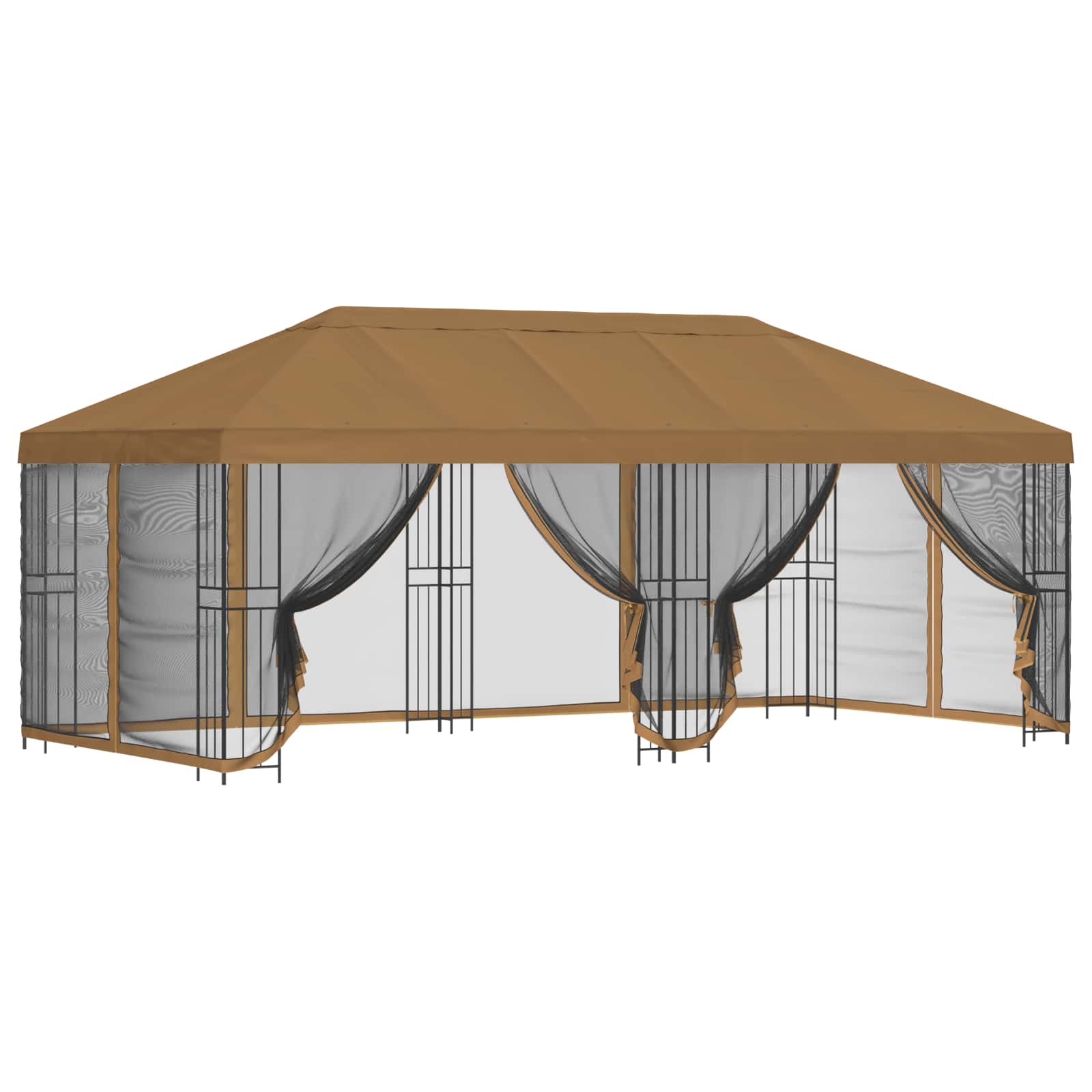 Gazebo con pareti laterali 6 x 3 m Beige Poliestere e Acciaio