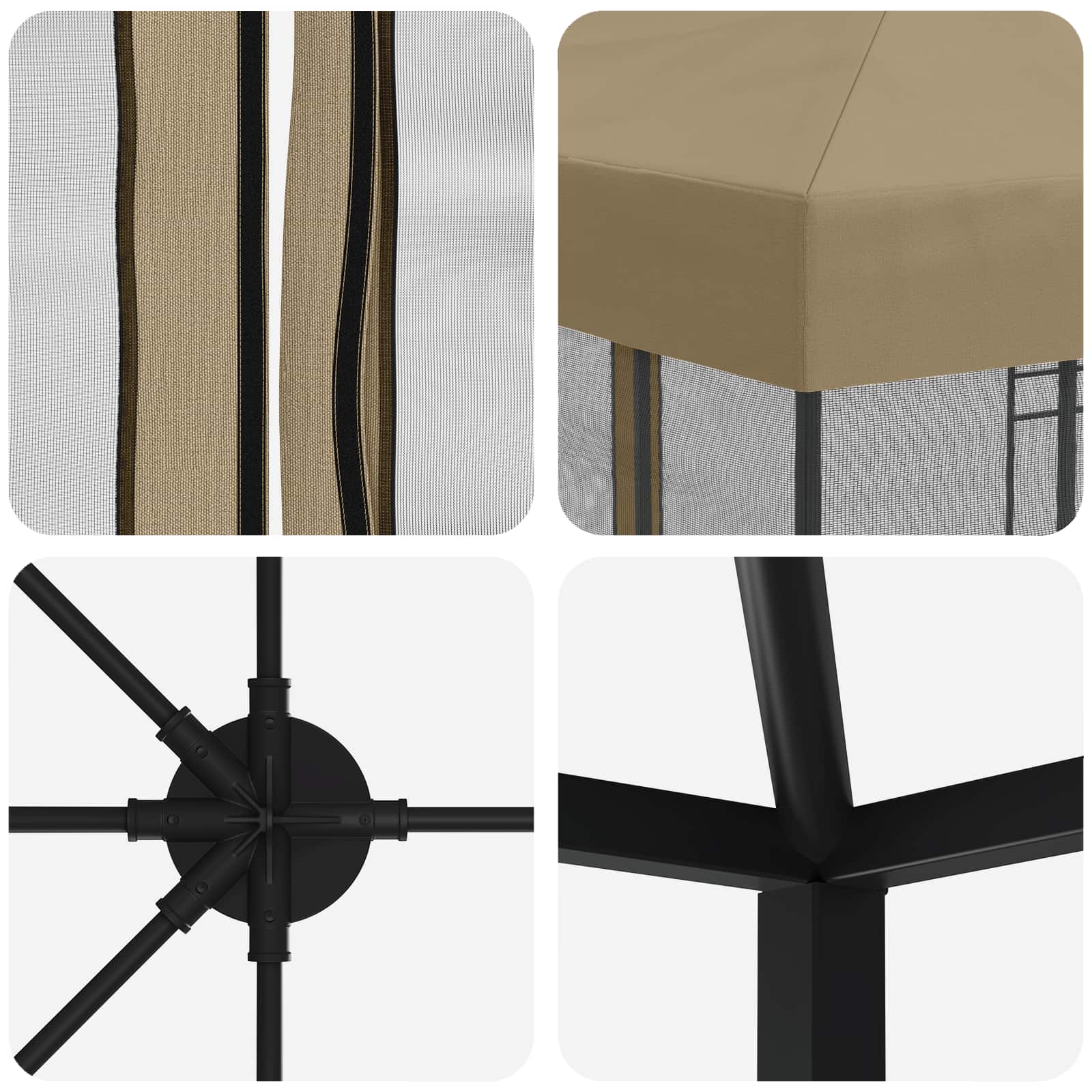 Gazebo con pareti laterali 6 x 3 m Beige Poliestere e Acciaio