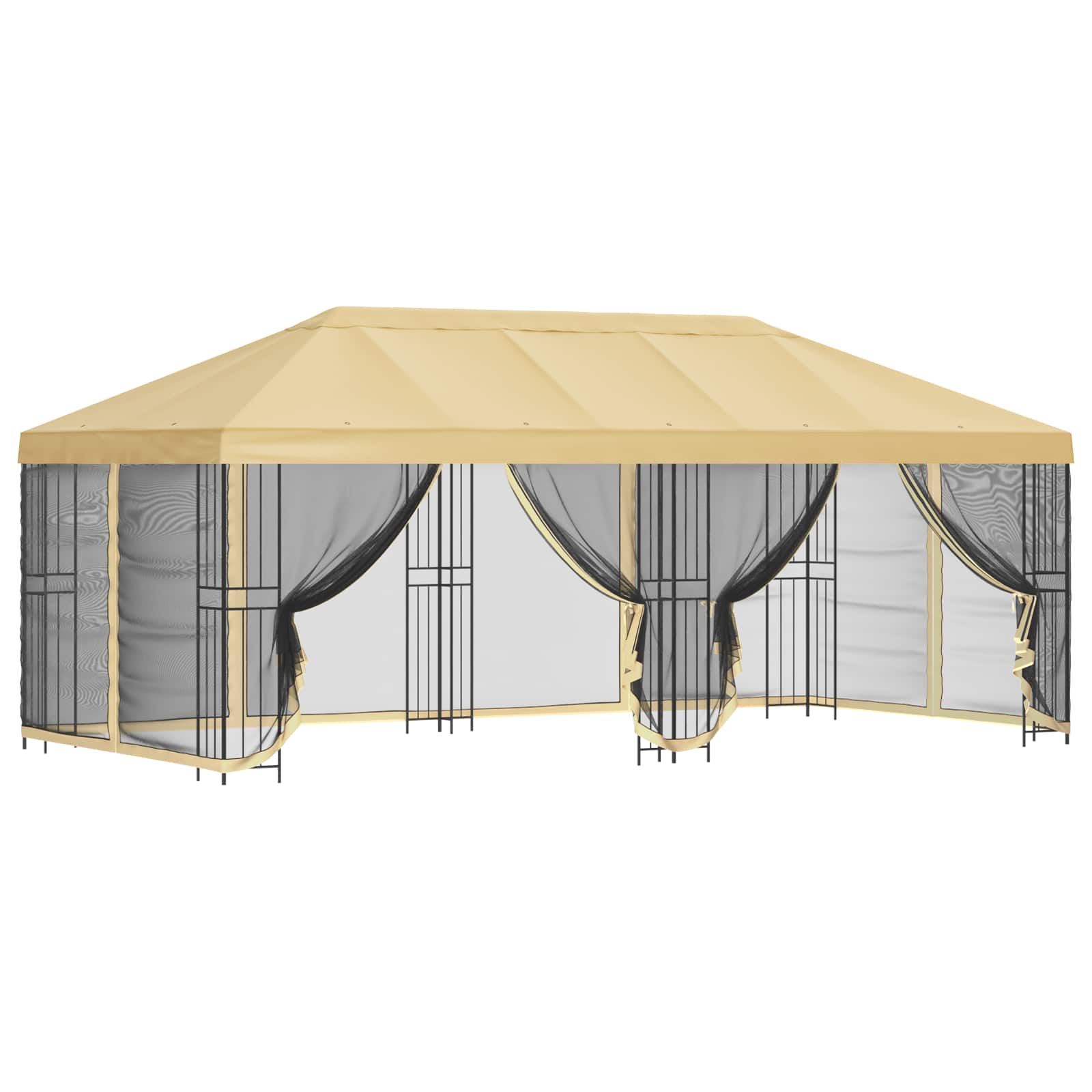 Gazebo con pareti laterali 6 x 3 m Crema Poliestere e Acciaio
