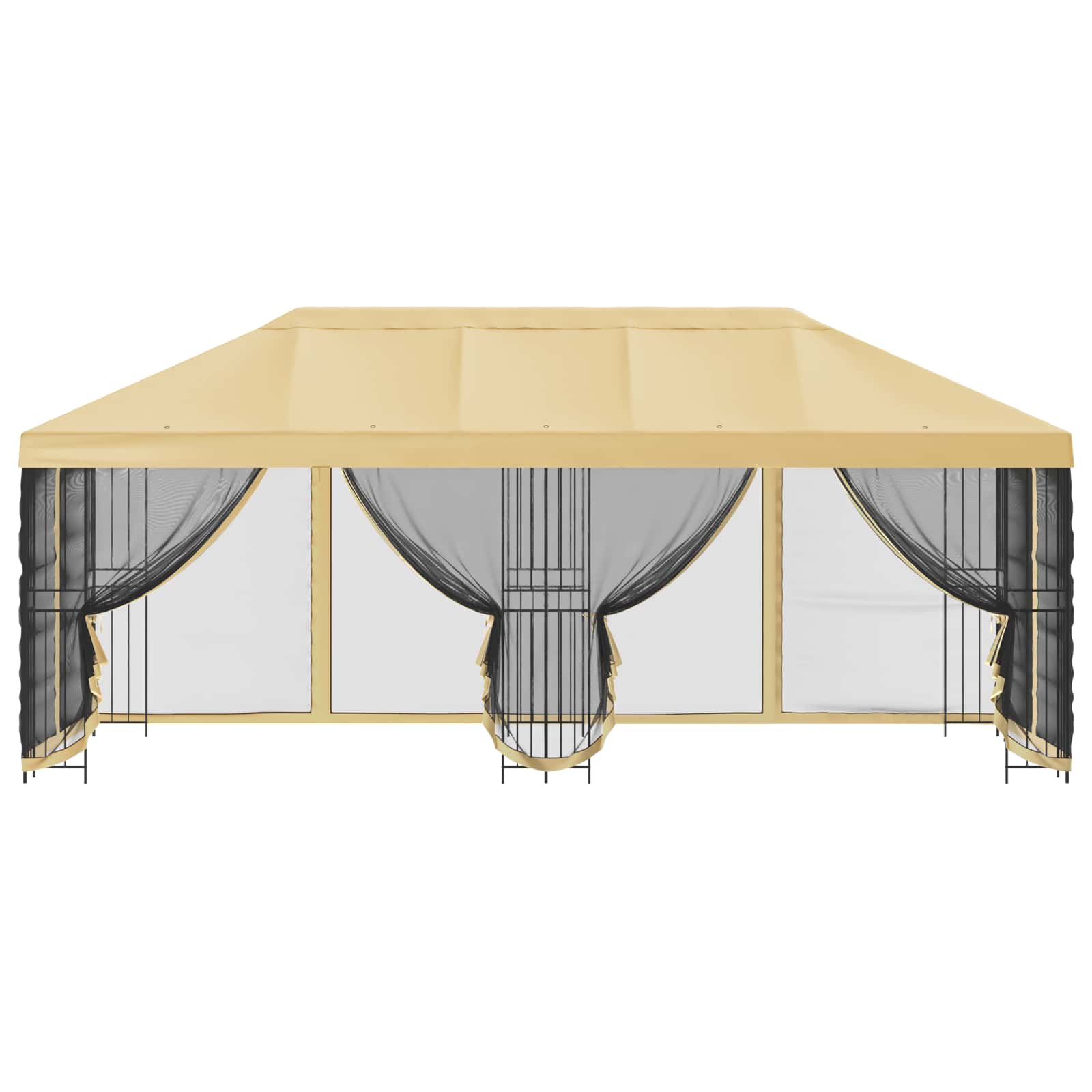 Gazebo con pareti laterali 6 x 3 m Crema Poliestere e Acciaio