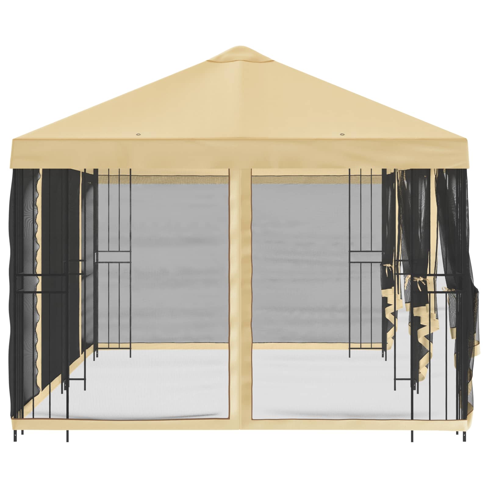 Gazebo con pareti laterali 6 x 3 m Crema Poliestere e Acciaio