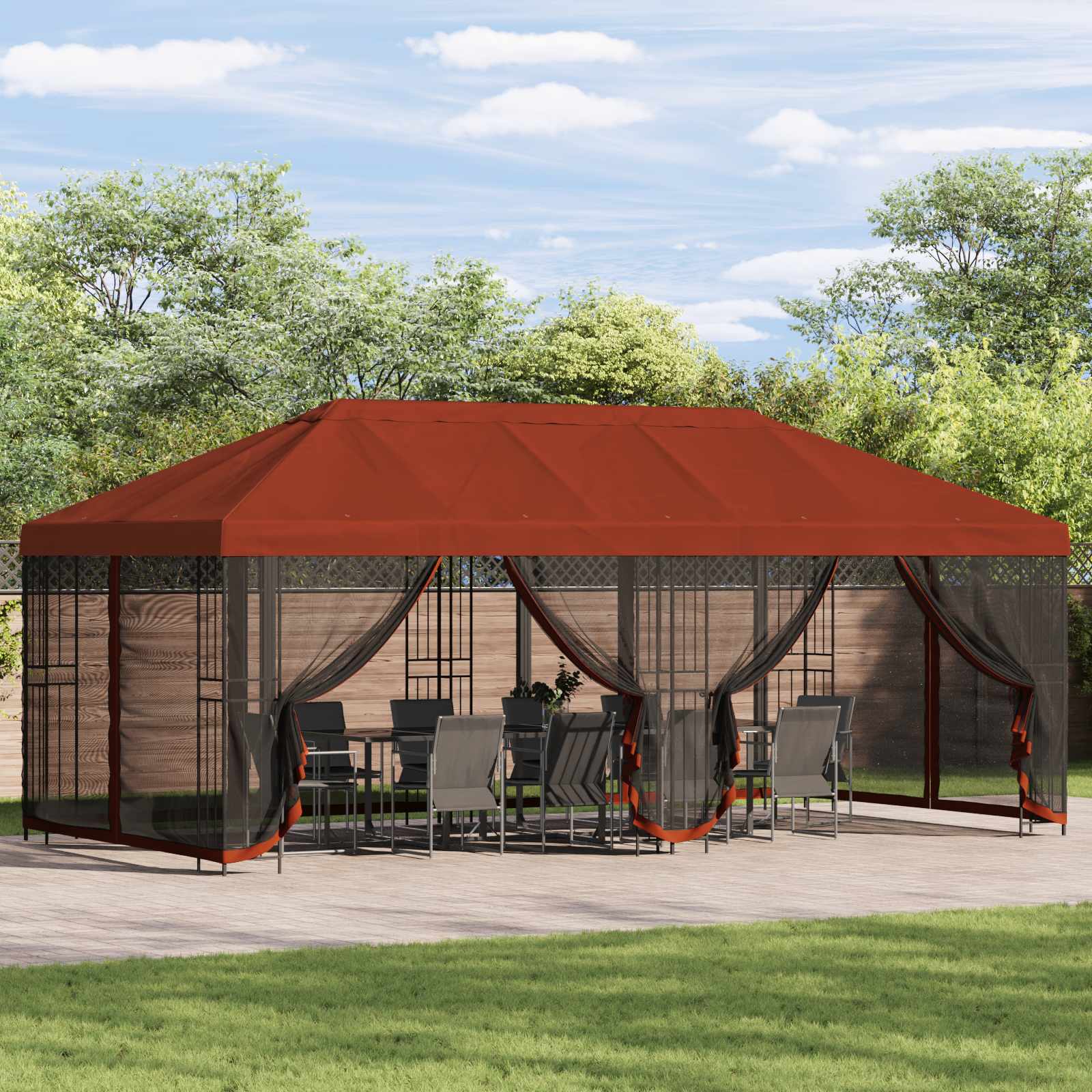 Gazebo con pareti laterali 6 x 3 m Terracotta