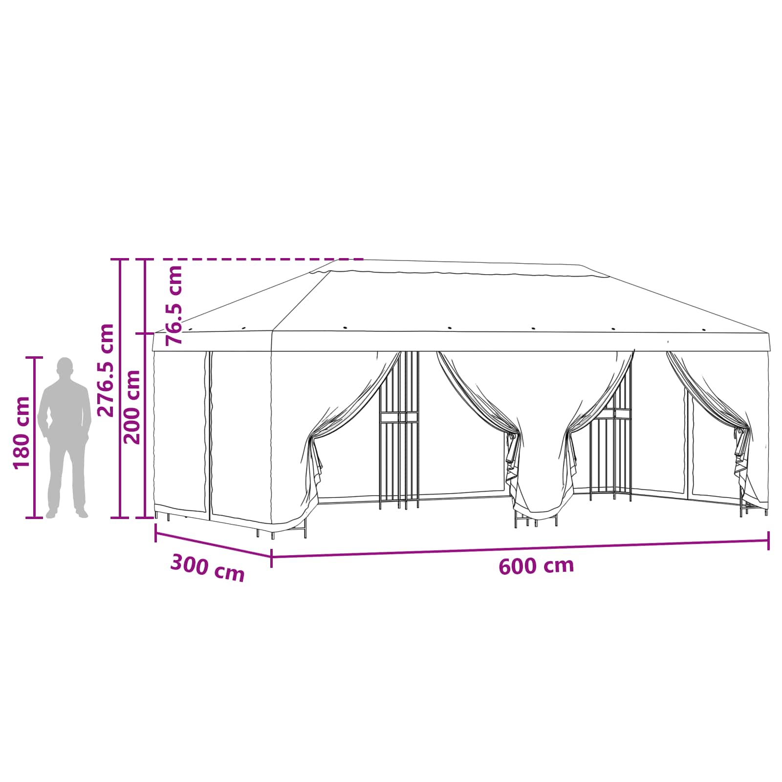 Gazebo con pareti laterali 6 x 3 m Terracotta