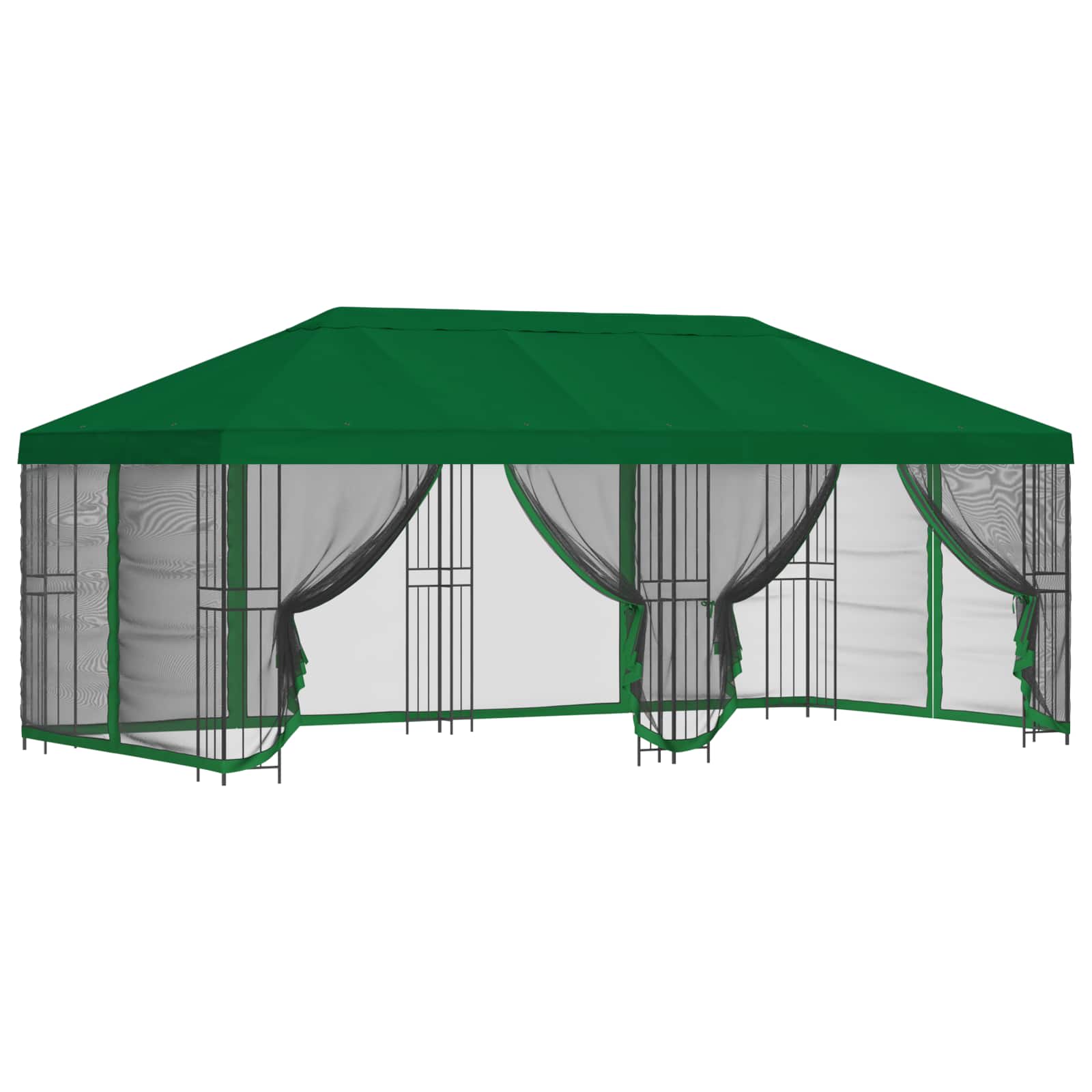 Gazebo con pareti laterali 6 x 3 m Verde Poliestere e Acciaio