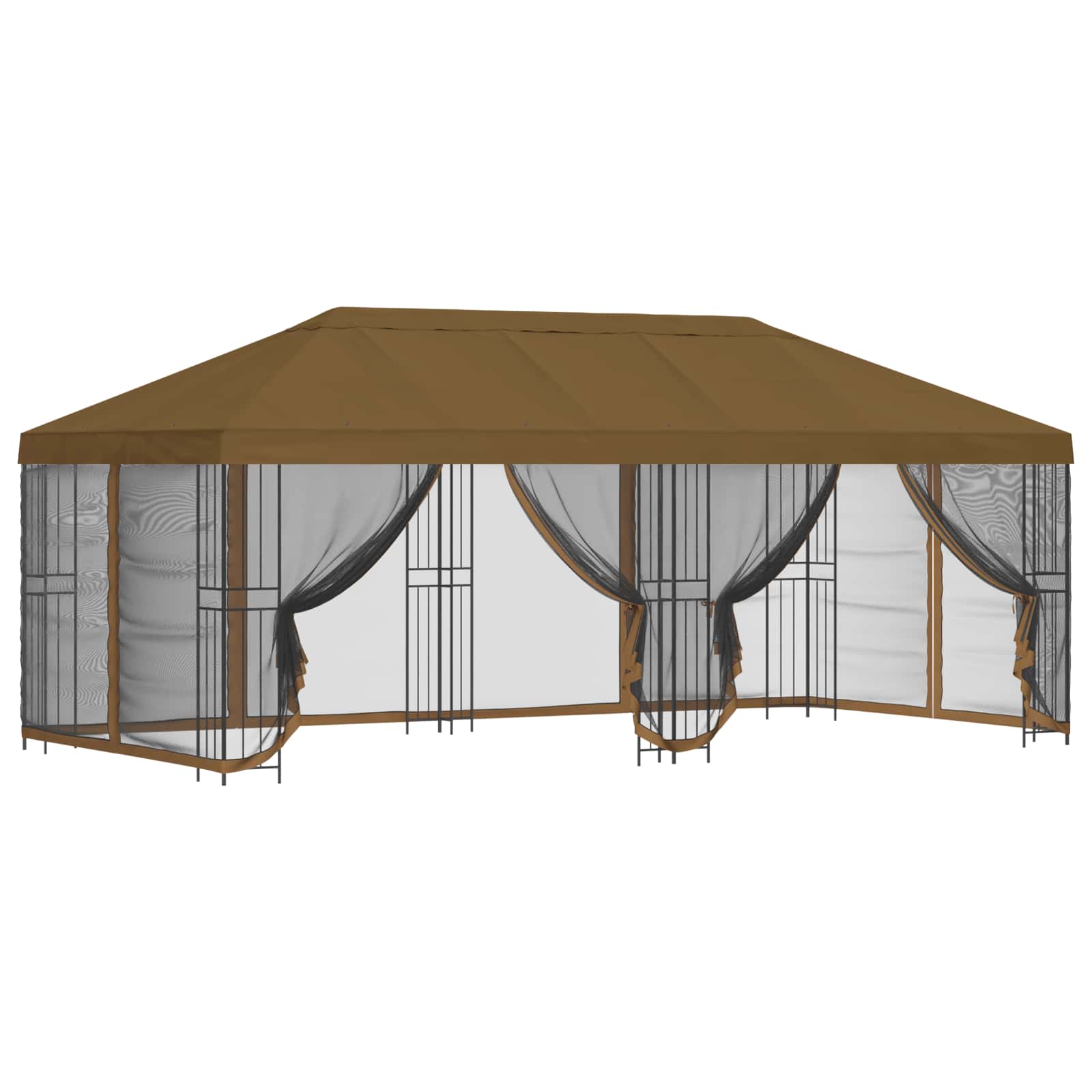 Gazebo con pareti laterali 6 x 3 m Tortora Poliestere e Acciaio