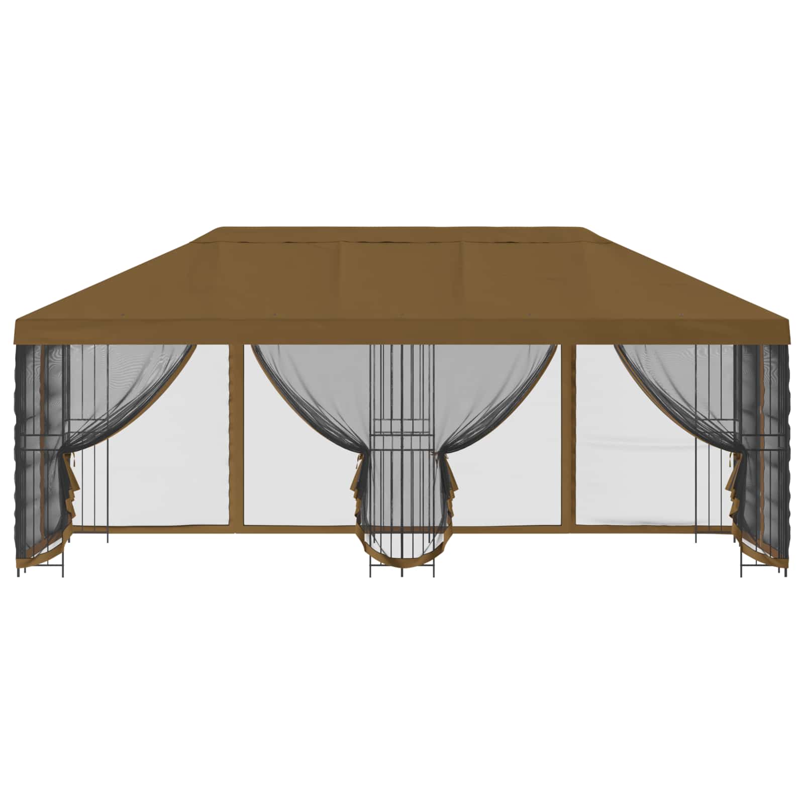 Gazebo con pareti laterali 6 x 3 m Tortora Poliestere e Acciaio