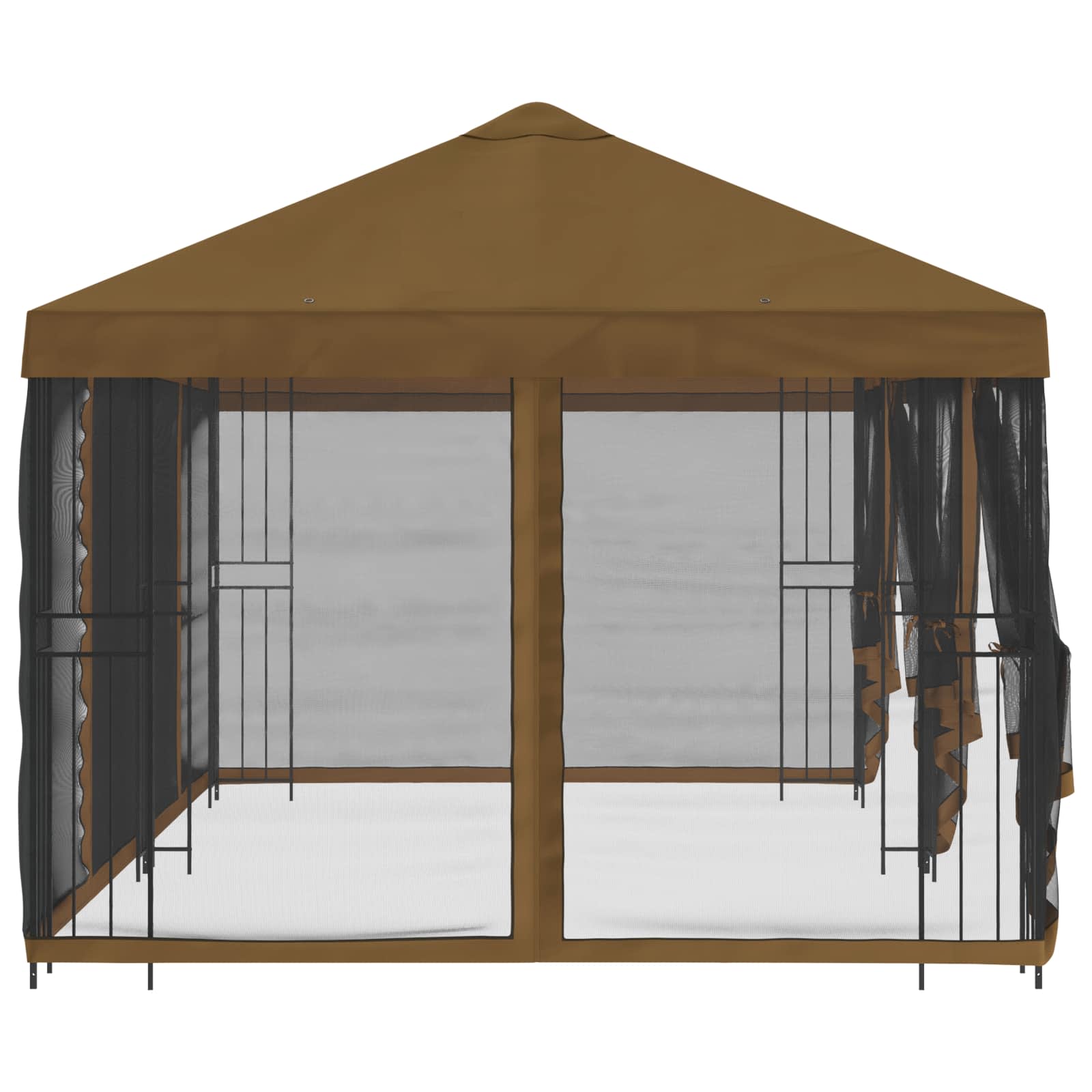 Gazebo con pareti laterali 6 x 3 m Tortora Poliestere e Acciaio