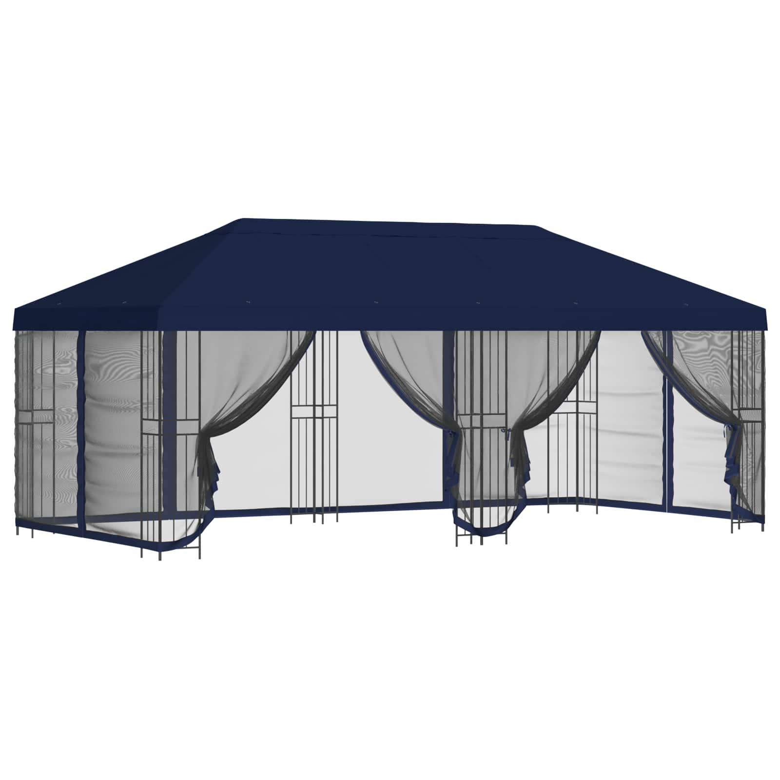 Gazebo con pareti laterali 6 x 3 m Blu Poliestere e Acciaio