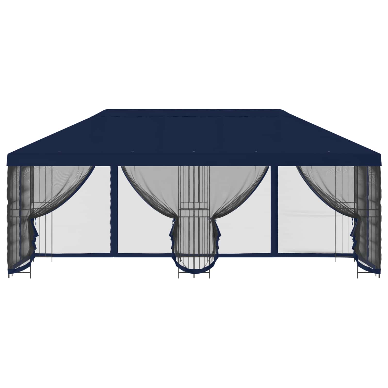 Gazebo con pareti laterali 6 x 3 m Blu Poliestere e Acciaio