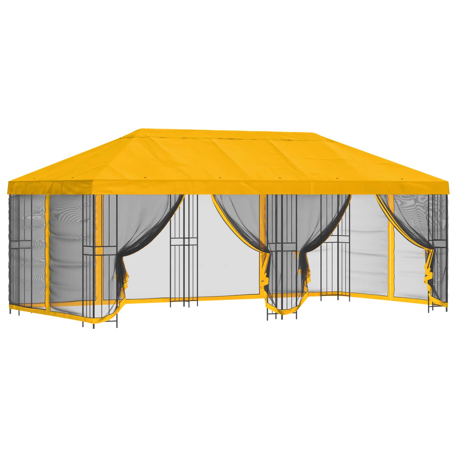 Gazebo con pareti laterali 6 x 3 m Giallo Poliestere e Acciaio