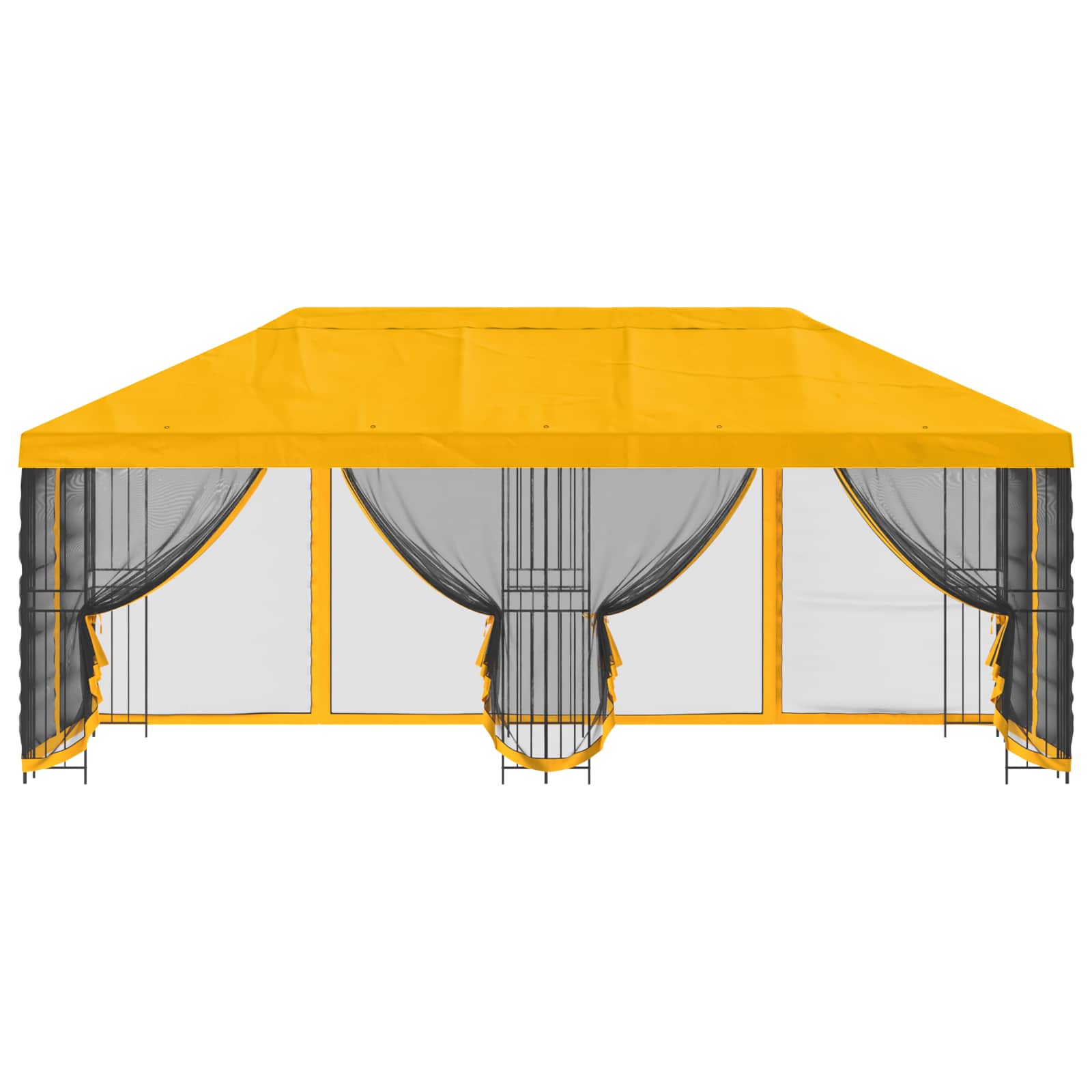 Gazebo con pareti laterali 6 x 3 m Giallo Poliestere e Acciaio