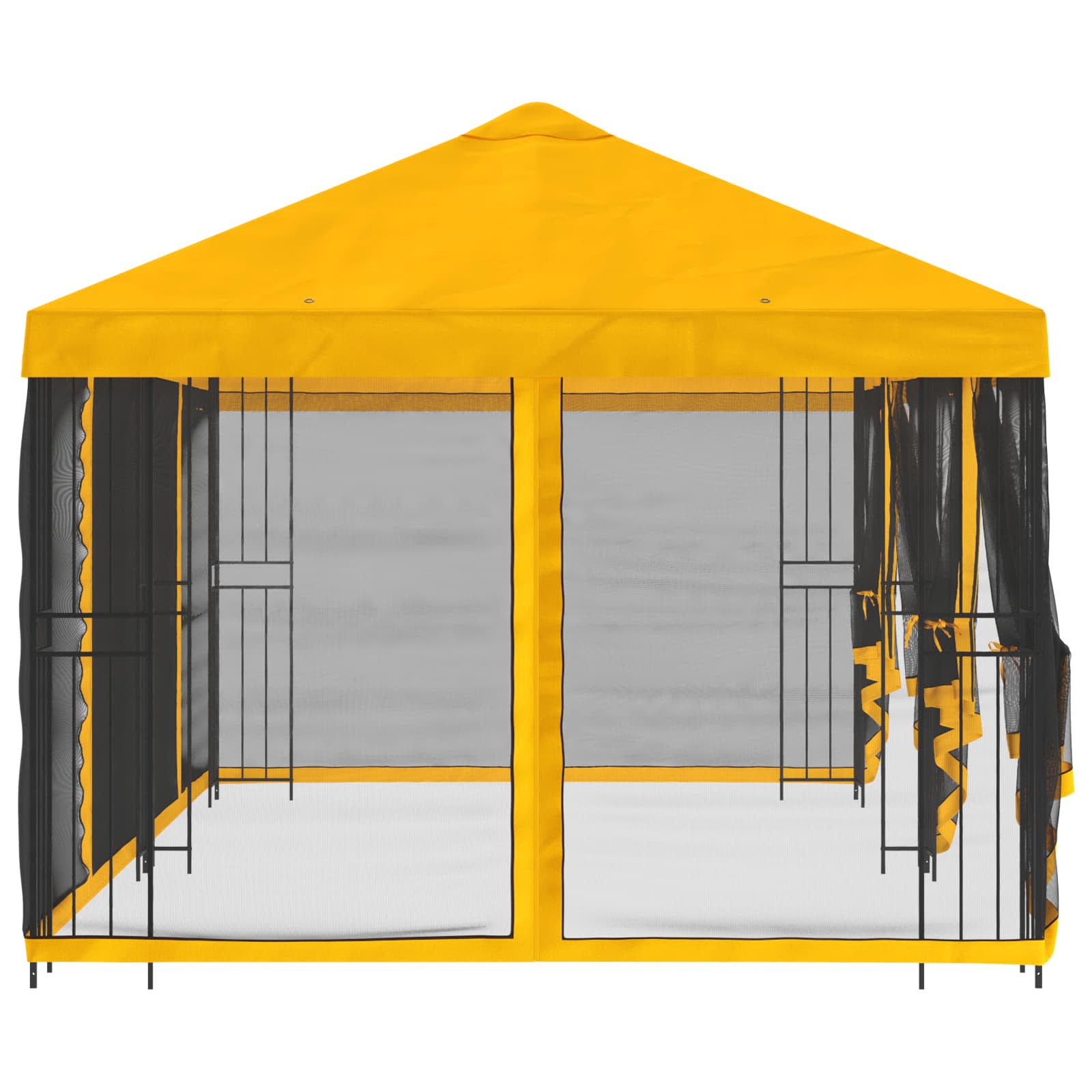 Gazebo con pareti laterali 6 x 3 m Giallo Poliestere e Acciaio