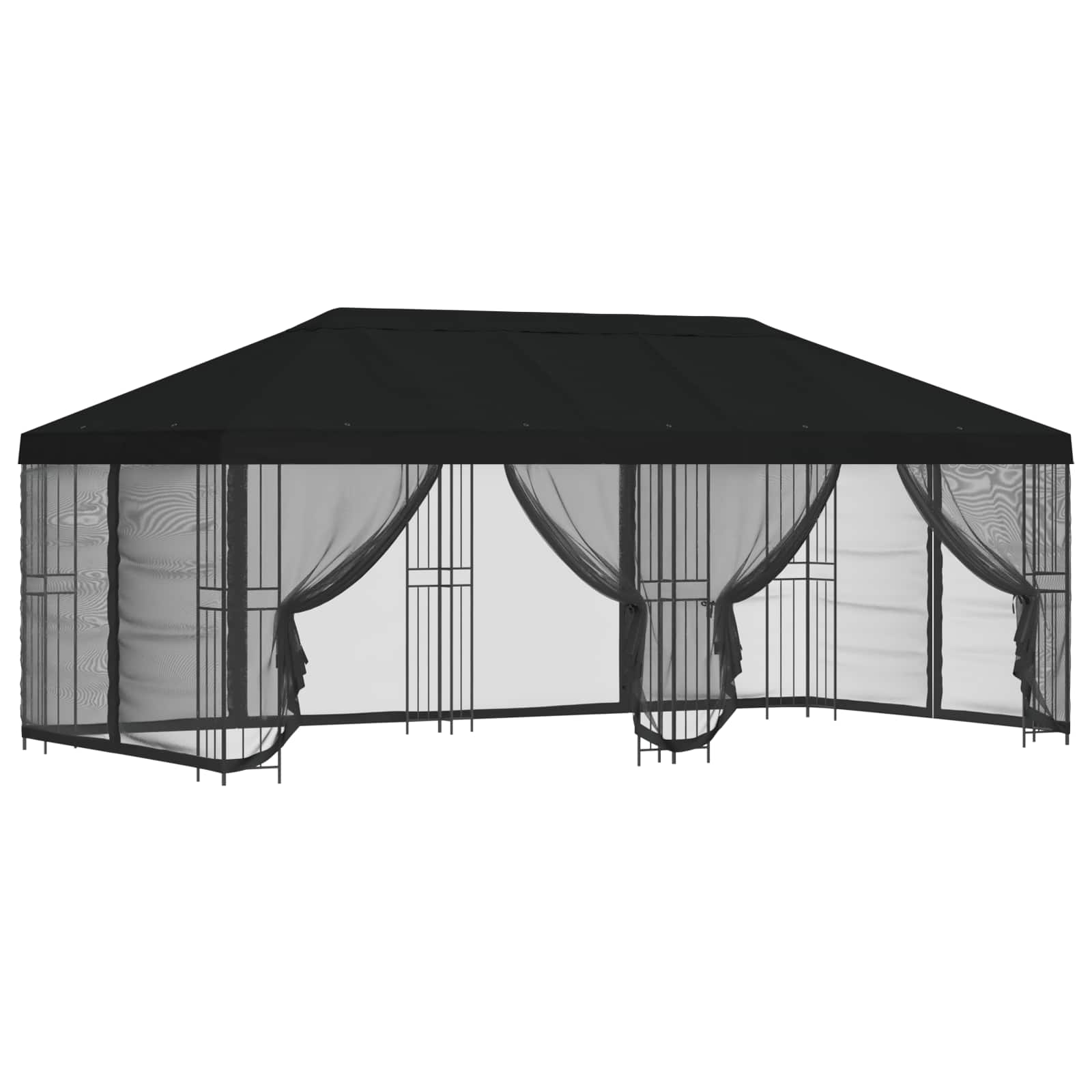 Gazebo con pareti laterali 6 x 3 m Nero Poliestere e Acciaio