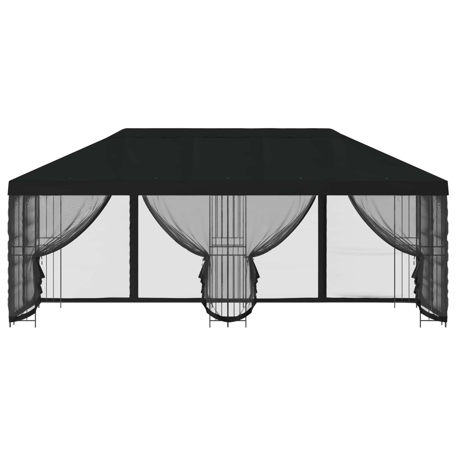 Gazebo con pareti laterali 6 x 3 m Nero Poliestere e Acciaio