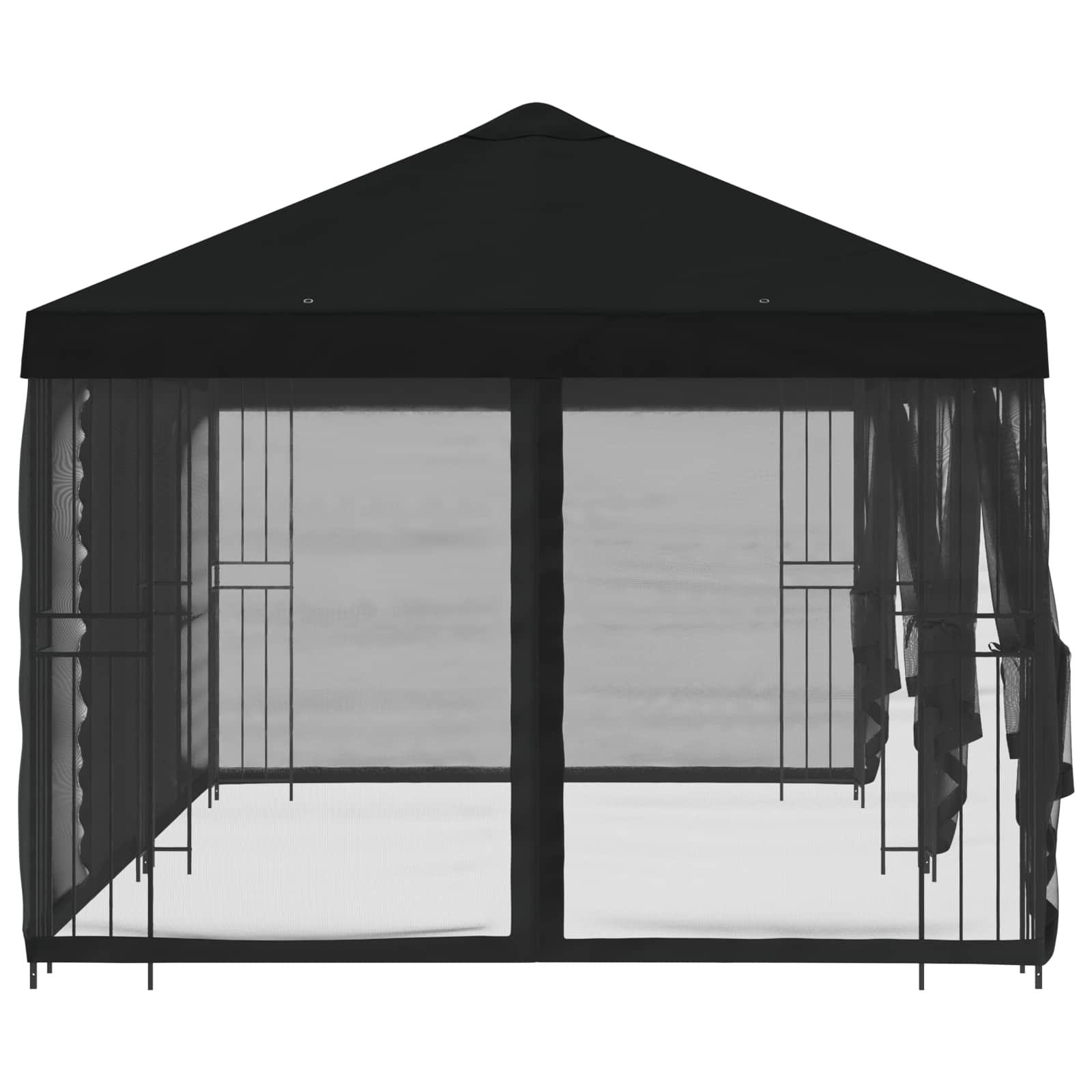 Gazebo con pareti laterali 6 x 3 m Nero Poliestere e Acciaio