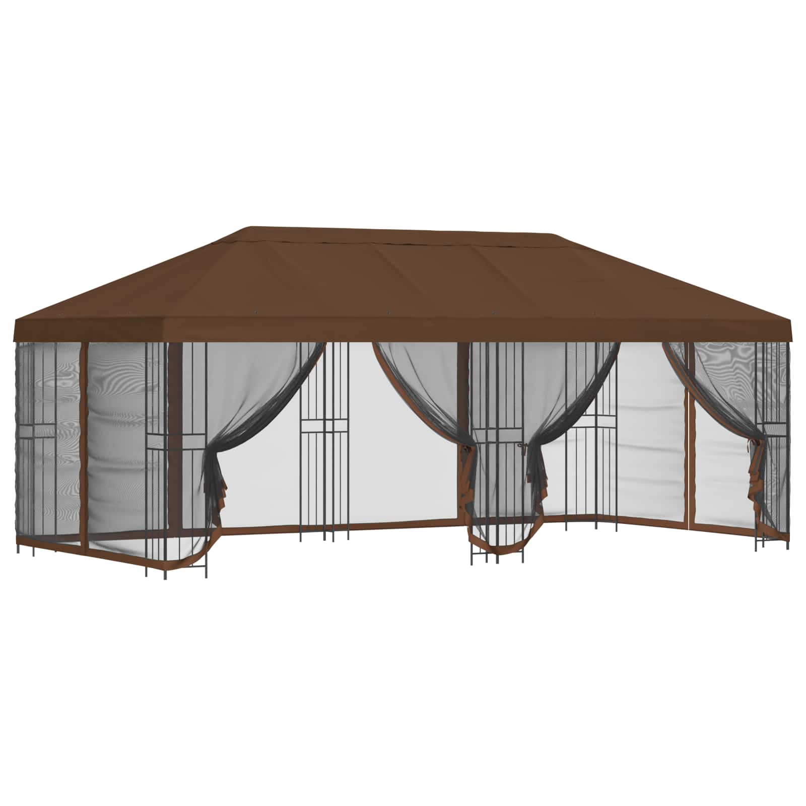 Gazebo con pareti laterali 6 x 3 m Marrone Poliestere e Acciaio