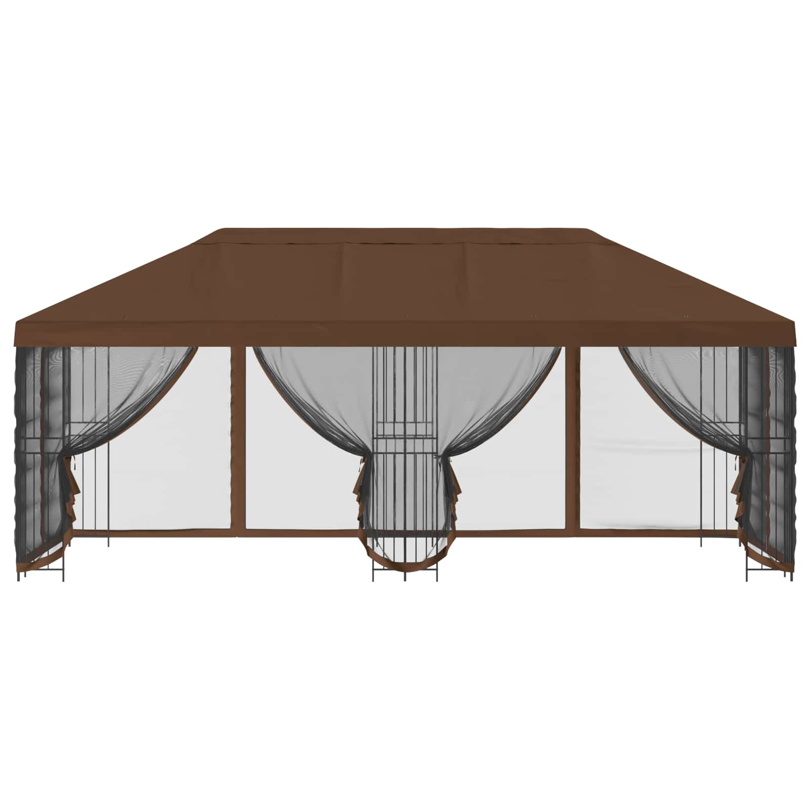 Gazebo con pareti laterali 6 x 3 m Marrone Poliestere e Acciaio