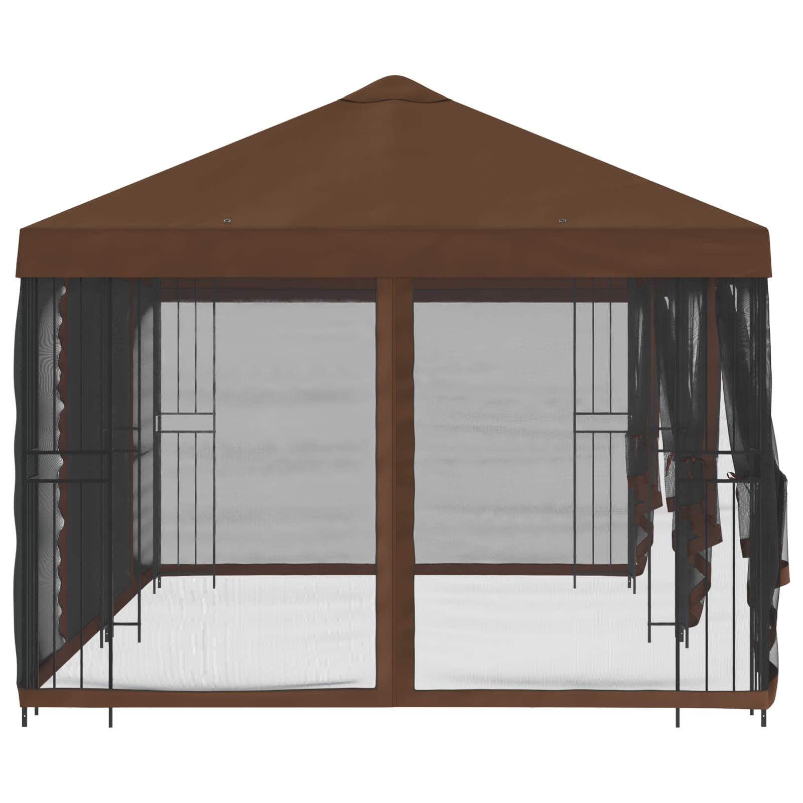Gazebo con pareti laterali 6 x 3 m Marrone Poliestere e Acciaio