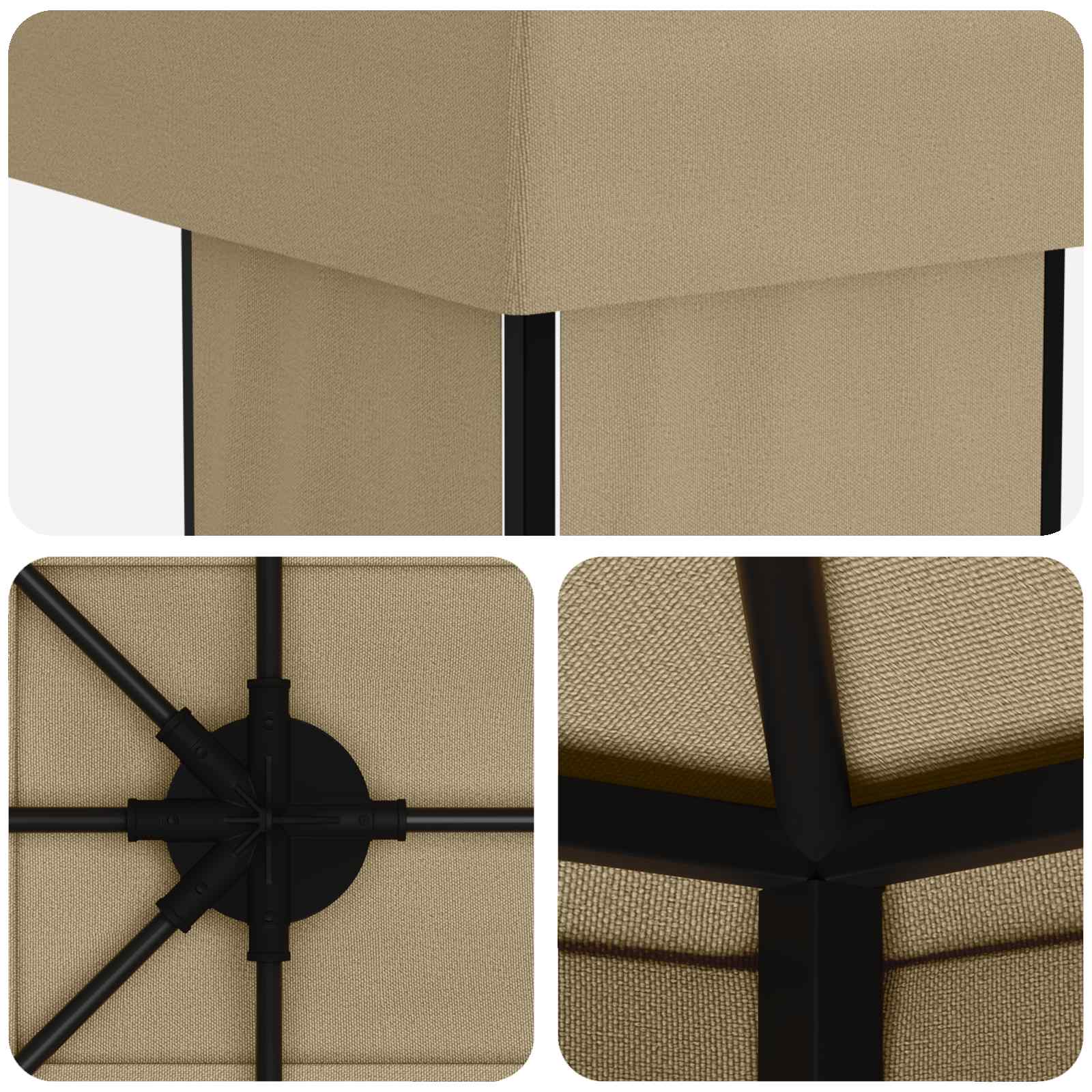 Gazebo da giardino 6 x 3 m Beige Poliestere e Acciaio 190 gsm