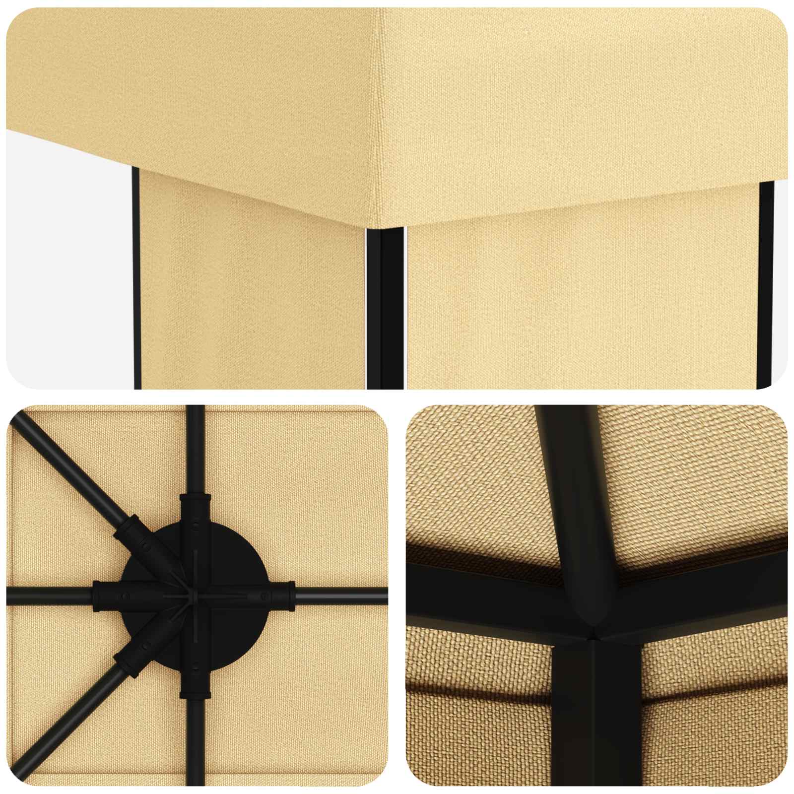 Gazebo da giardino 6 x 3 m Crema Poliestere e Acciaio 190 gsm