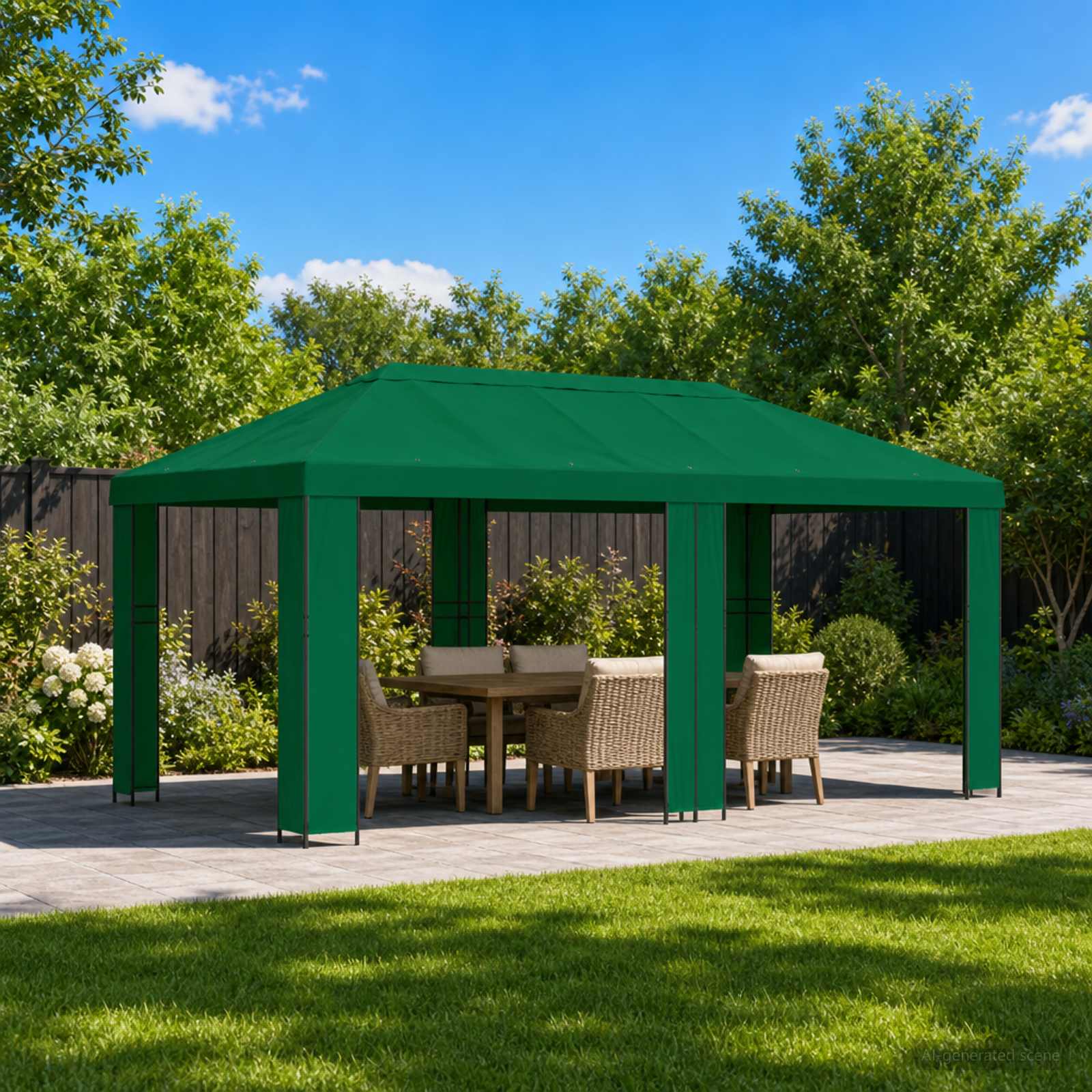 Gazebo da giardino 6 x 3 m Verde Poliestere e Acciaio 190 gsm