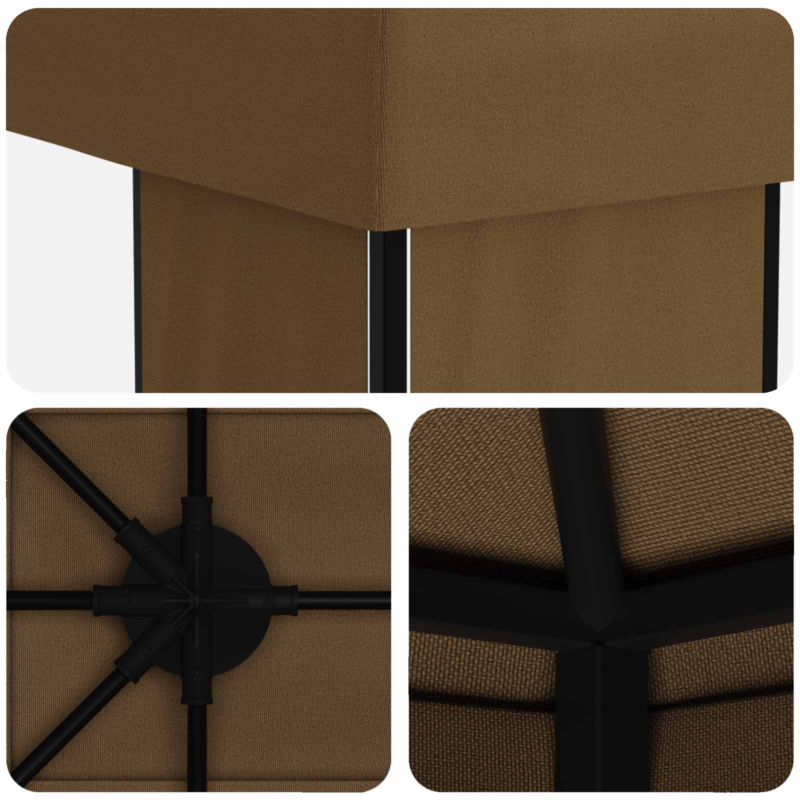 Gazebo da giardino 6 x 3 m Tortora Poliestere e Acciaio 190 gsm