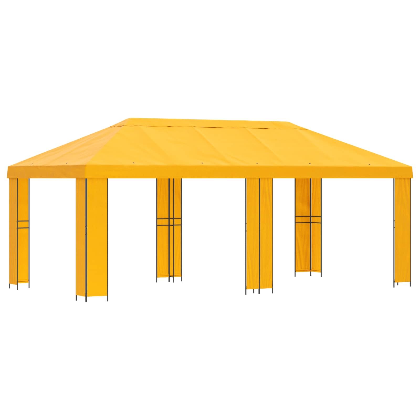 Gazebo da giardino 6 x 3 m Giallo Poliestere e Acciaio 190 gsm